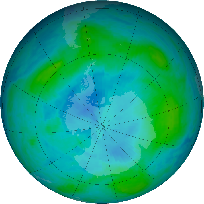 Antarctic ozone map for 06 February 1986